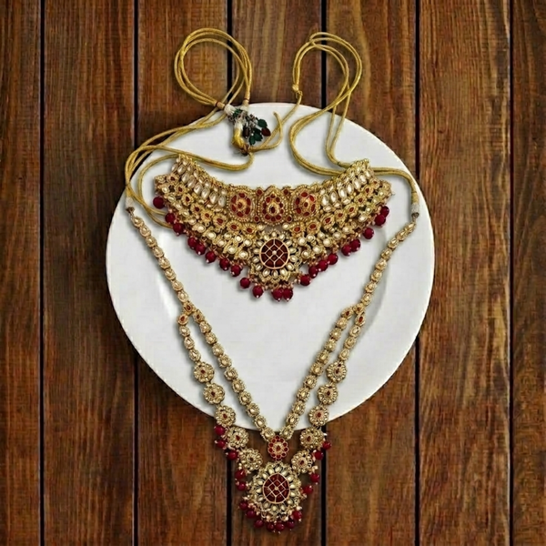 Royal Kundan & Ruby Red Bridal Jewelry Ensemble
