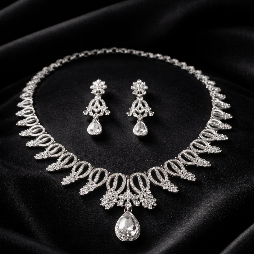 Celeste Royale Diamond Drop Necklace Set -JN116
