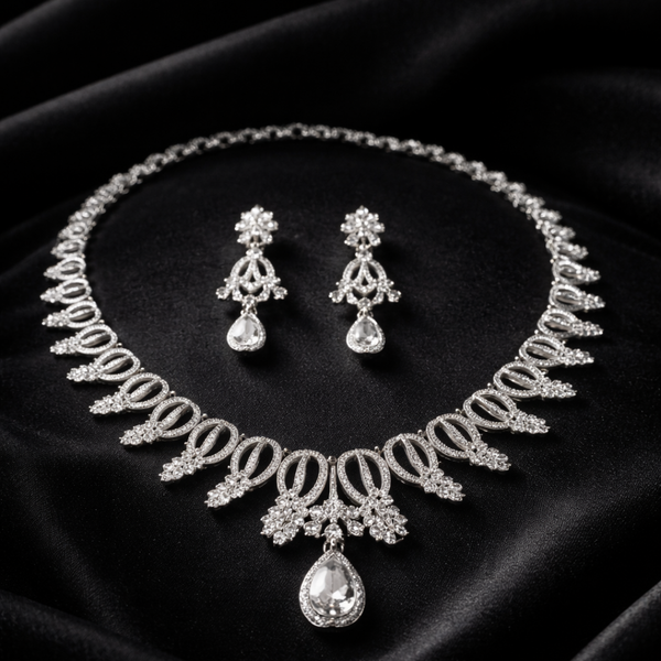 Celeste Royale Diamond Drop Necklace Set -JN116