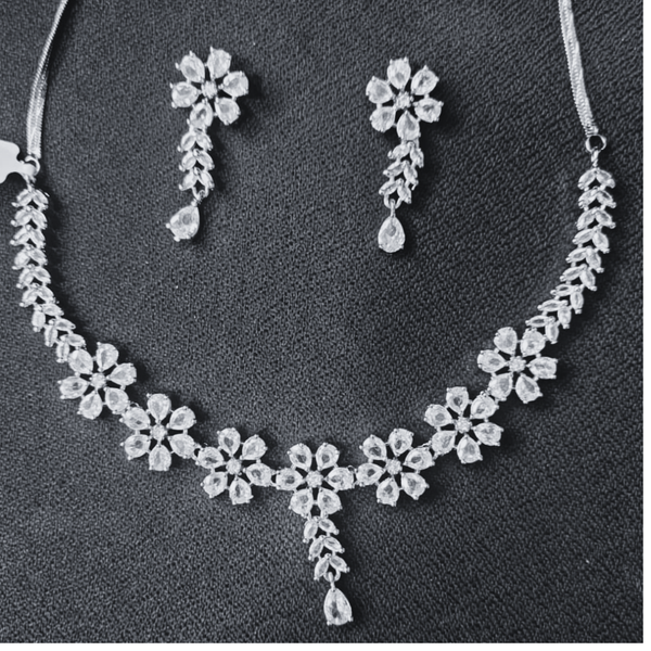 Crystal Bloom Floral Necklace Set -JN118