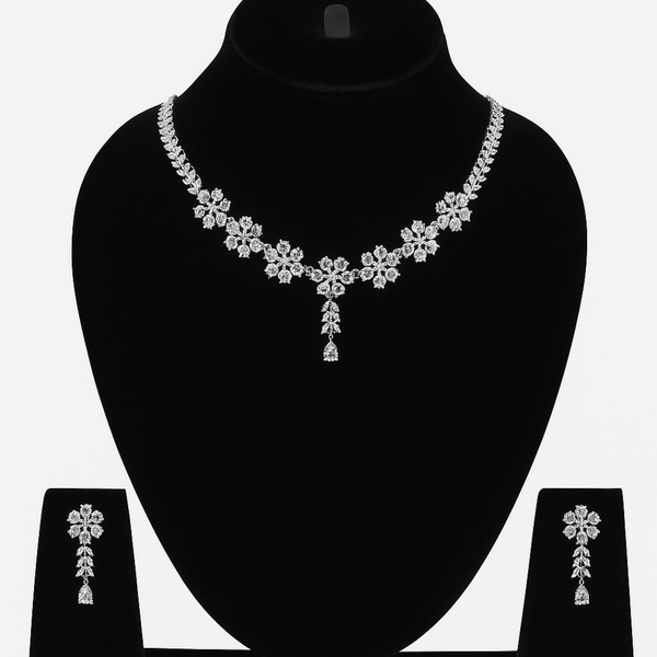 Crystal Bloom Floral Necklace Set -JN118