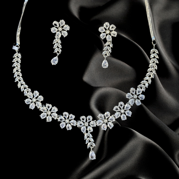 Crystal Bloom Floral Necklace Set -JN118