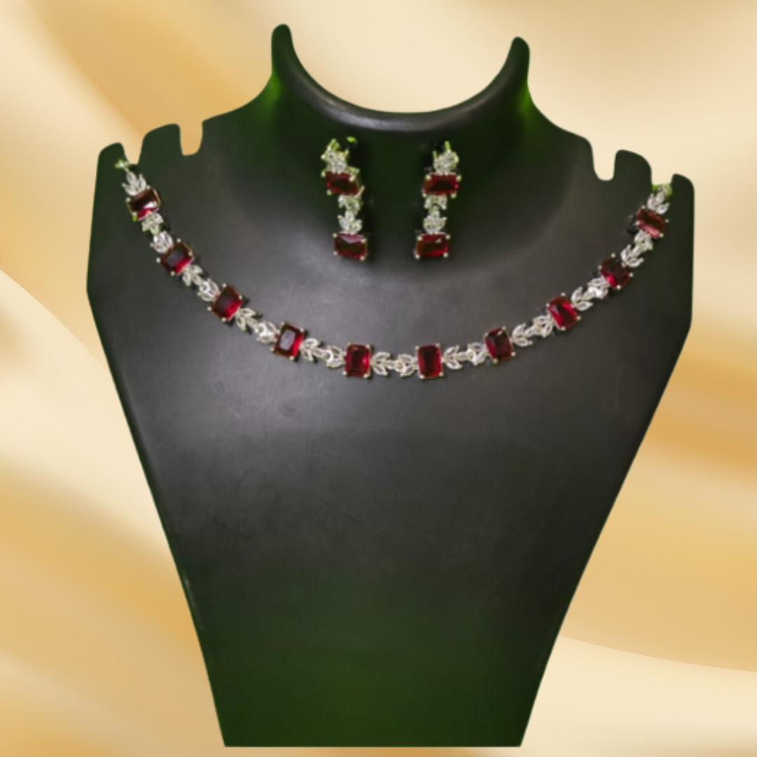 Royal Ruby Elegance Necklace & Earring Set