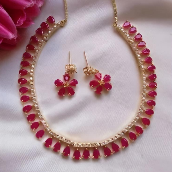 Blossom Ruby Petal Necklace & Earring Set