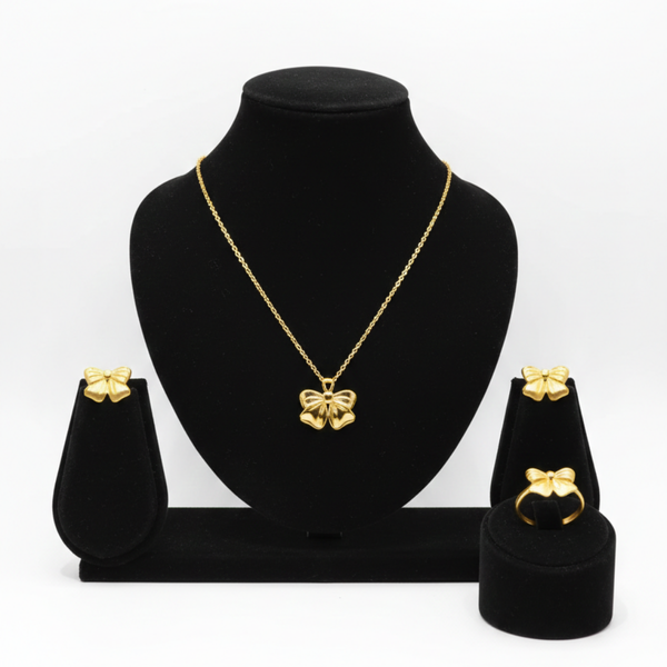 Minimalist Gold-Tone Necklace, Earrings & Ring Set