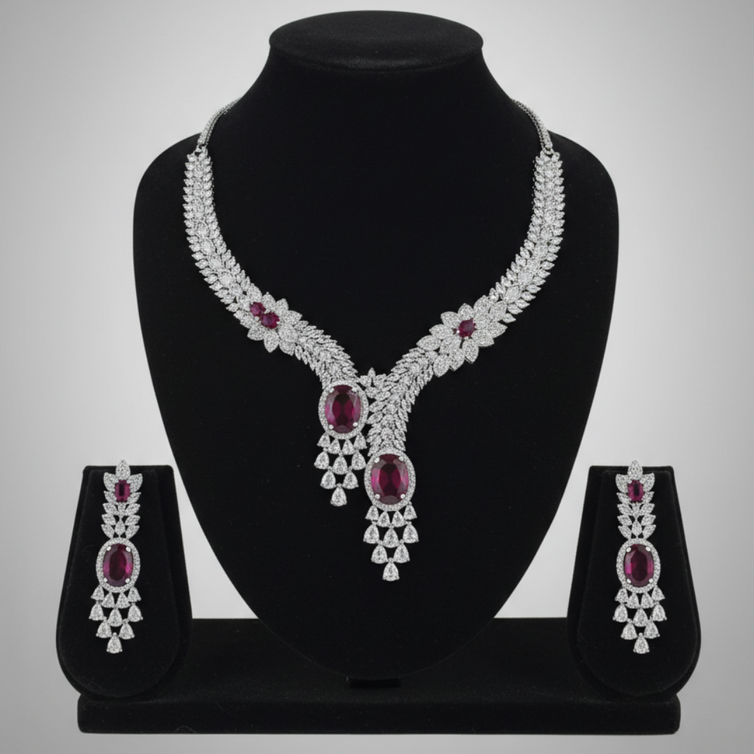 Ruby Royale Statement Necklace Set
