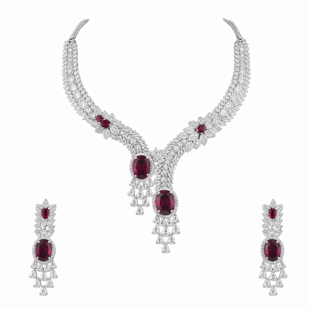 Ruby Royale Statement Necklace Set