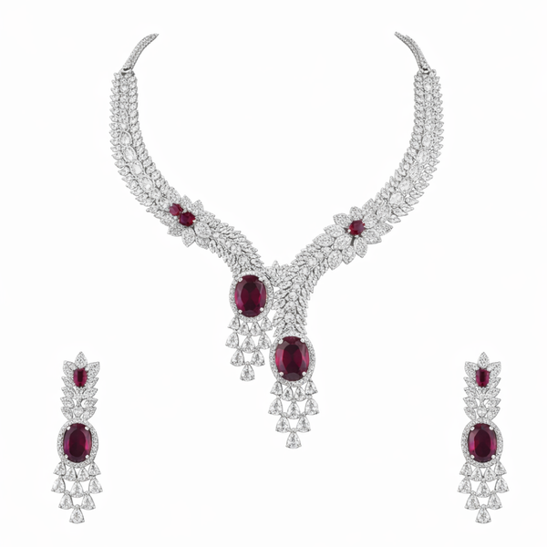 Ruby Royale Statement Necklace Set