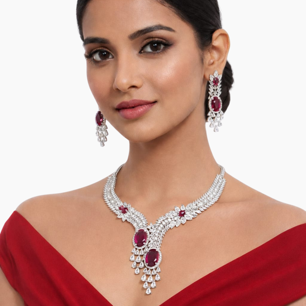 Ruby Royale Statement Necklace Set