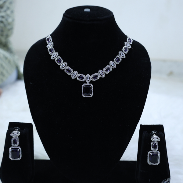 Amethyst Crystal CZ Party Wear Jewelry Set