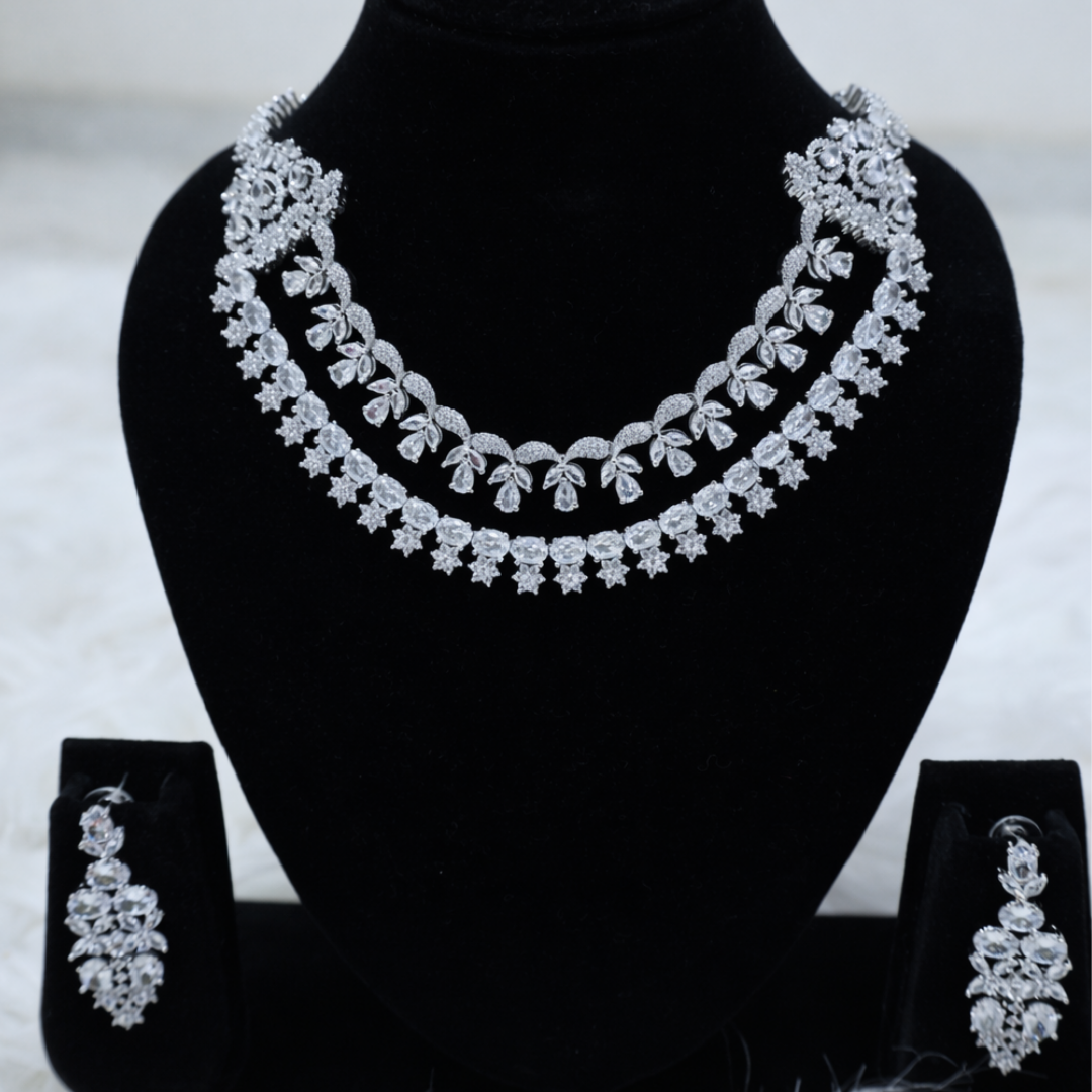 Crystal Floral CZ Party Wear Jewelry Set