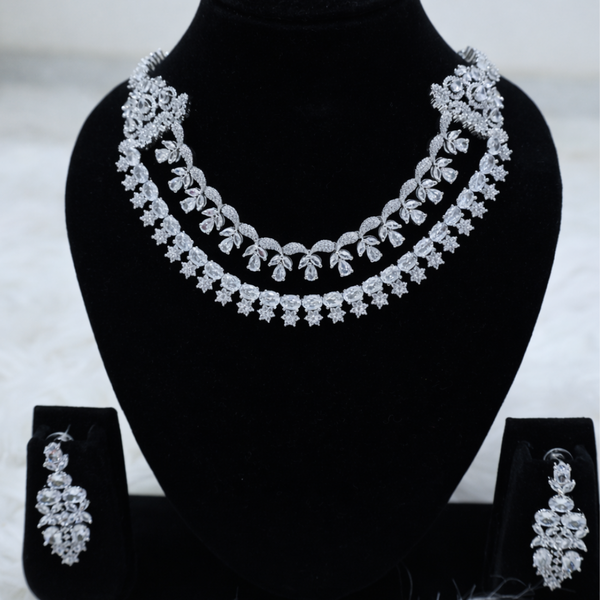 Crystal Floral CZ Party Wear Jewelry Set