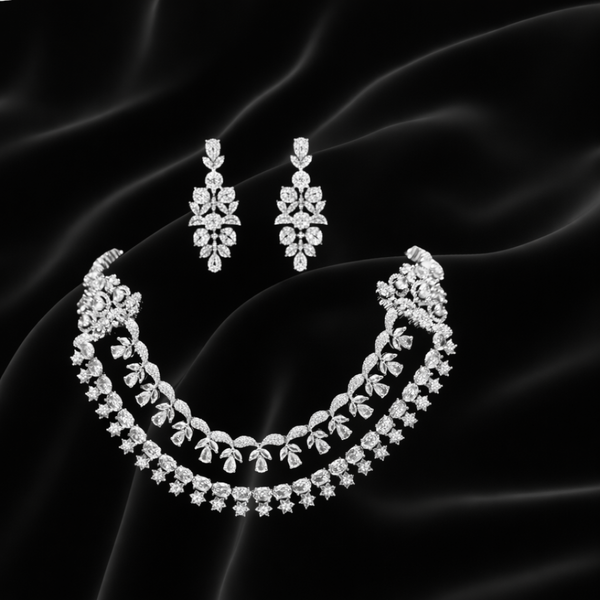 Crystal Floral CZ Party Wear Jewelry Set