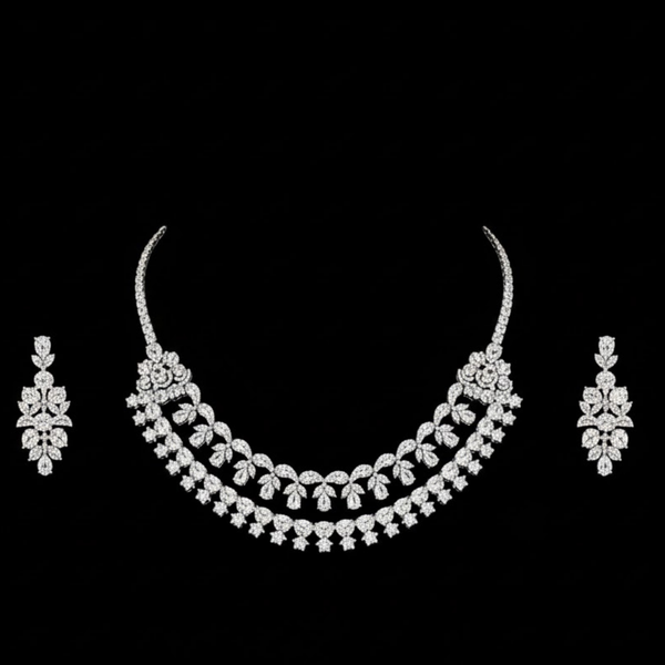 Crystal Floral CZ Party Wear Jewelry Set