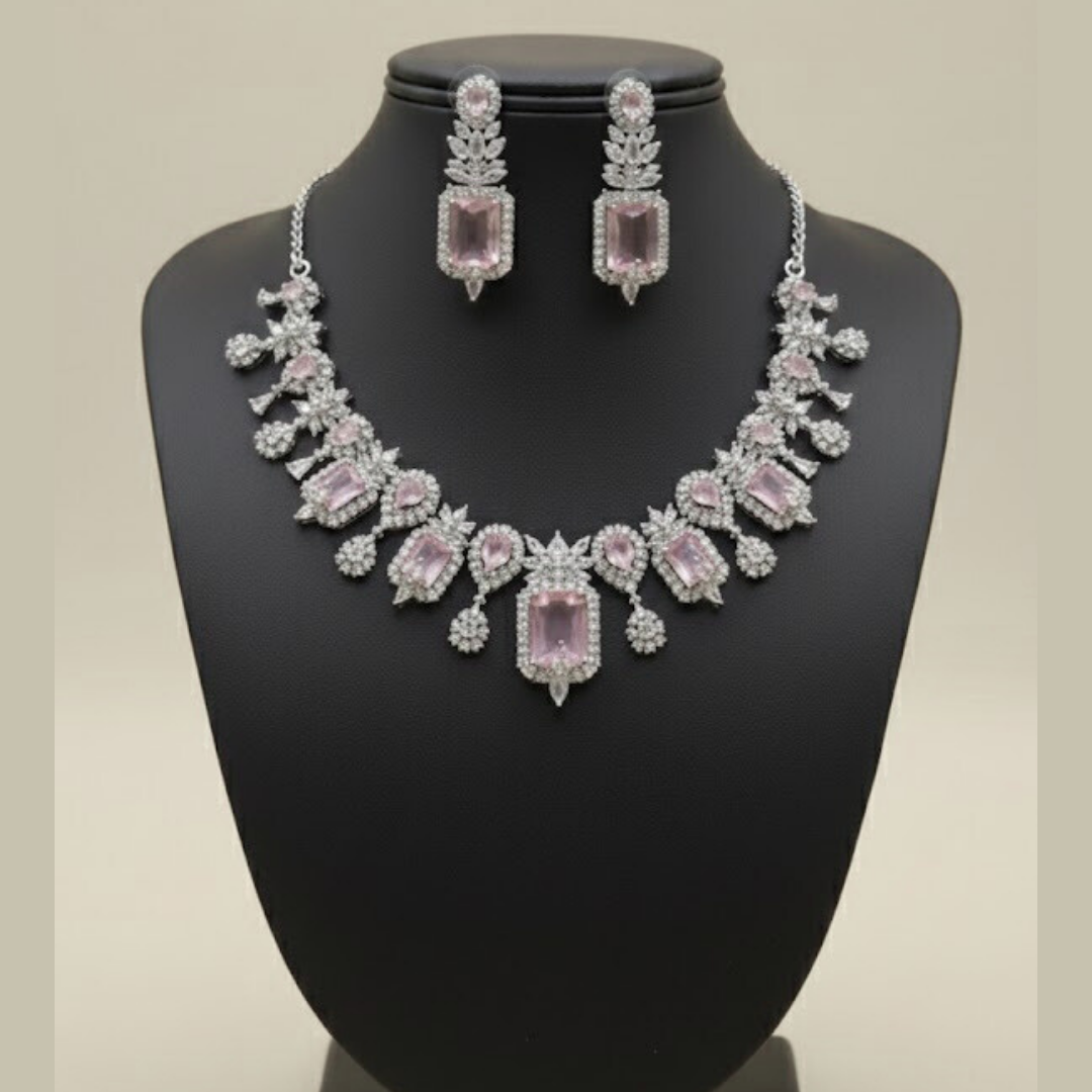 Blush Pink Crystal CZ Statement Jewelry Set