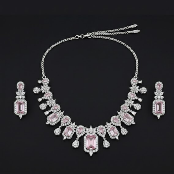 Blush Pink Crystal CZ Statement Jewelry Set