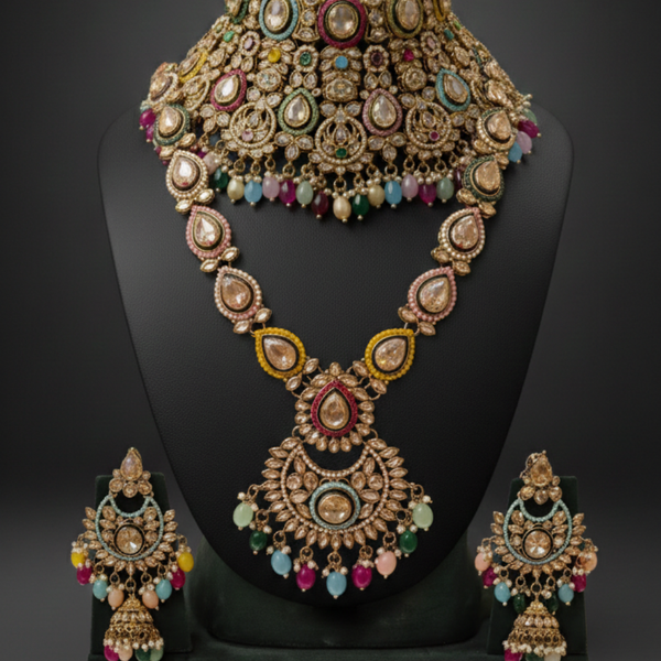 Royal Polki Bridal Jewellery Set – 6 Pc Complete Wedding Collection