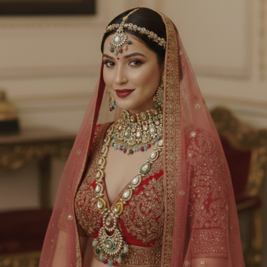 Royal Polki Bridal Jewellery Set – 6 Pc Complete Wedding Collection