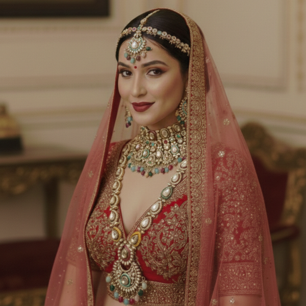 Royal Polki Bridal Jewellery Set – 6 Pc Complete Wedding Collection