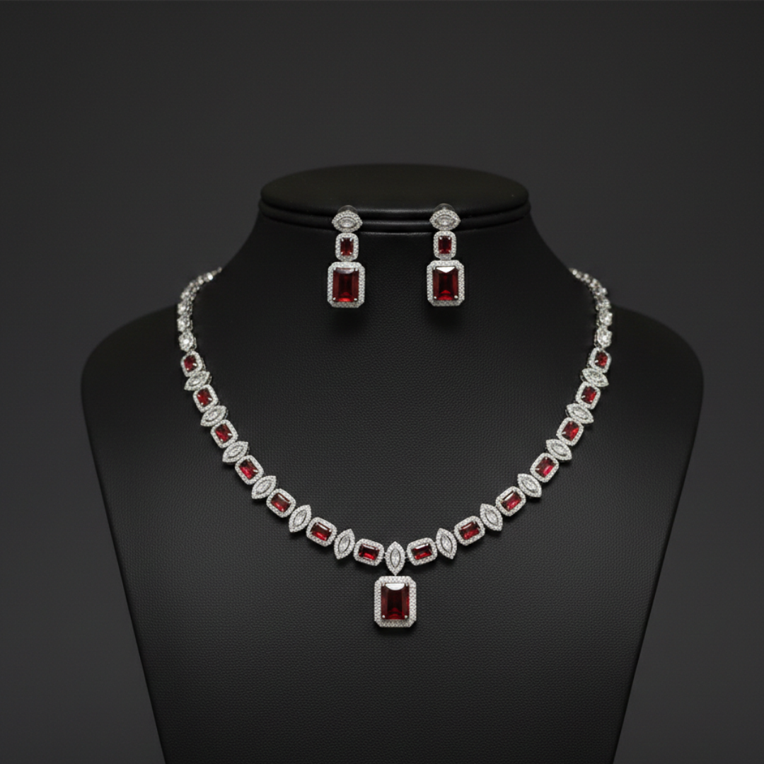 Royal Ruby Elegance Necklace Set