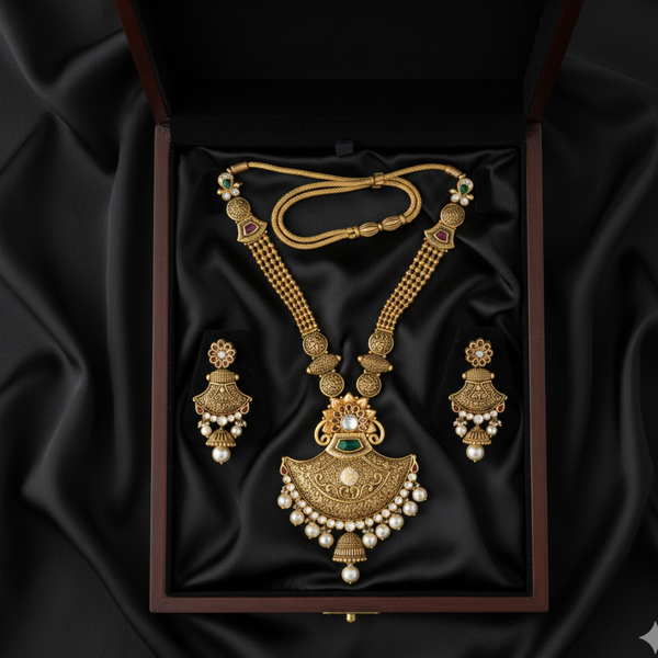 Heritage Temple Gold Necklace Set