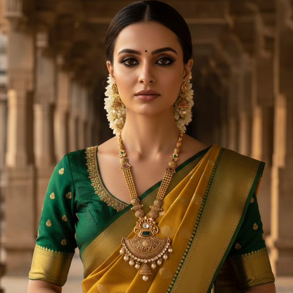 Heritage Temple Gold Necklace Set