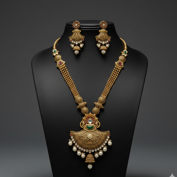 Heritage Temple Gold Necklace Set