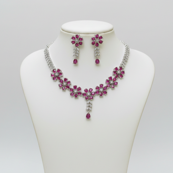 Elegant Gemstone Necklace & Earrings Set