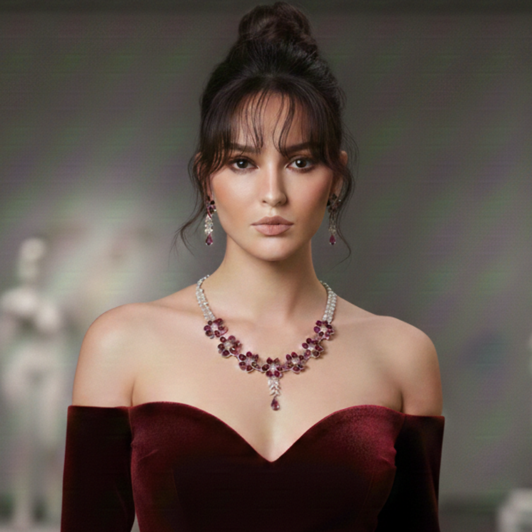 Elegant Gemstone Necklace & Earrings Set