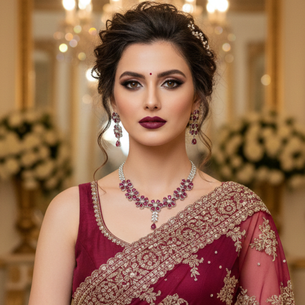Elegant Gemstone Necklace & Earrings Set