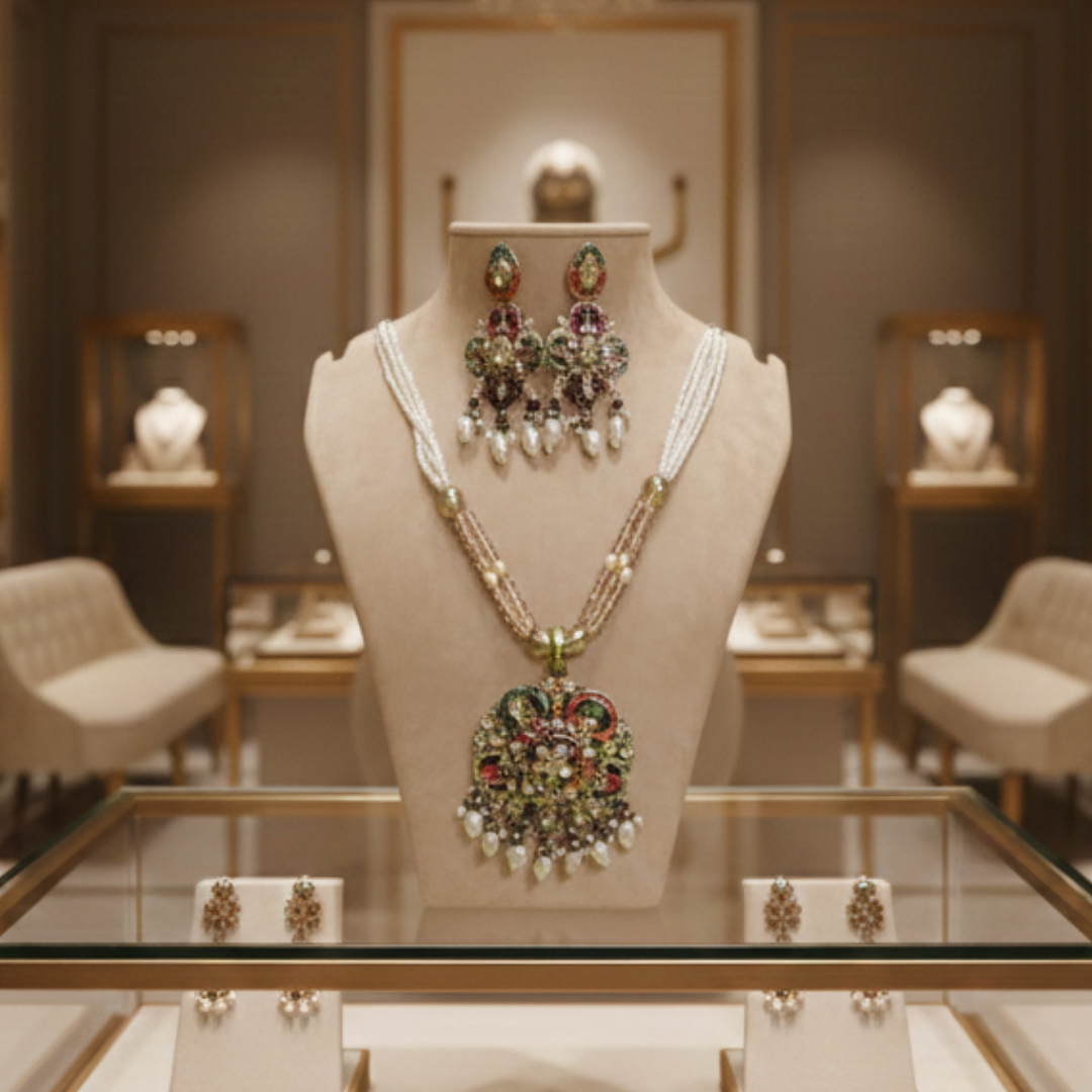 Rajwadi Pearl Pendant Necklace Set