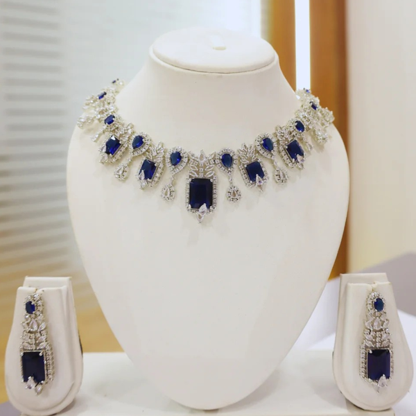 Royal Blue Crystal CZ Statement Jewelry Set