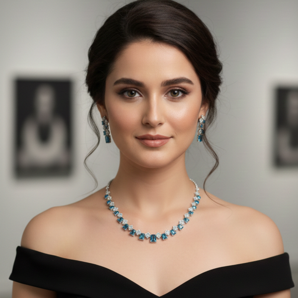 Aquamarine & Marquise Crystal Gala Necklace