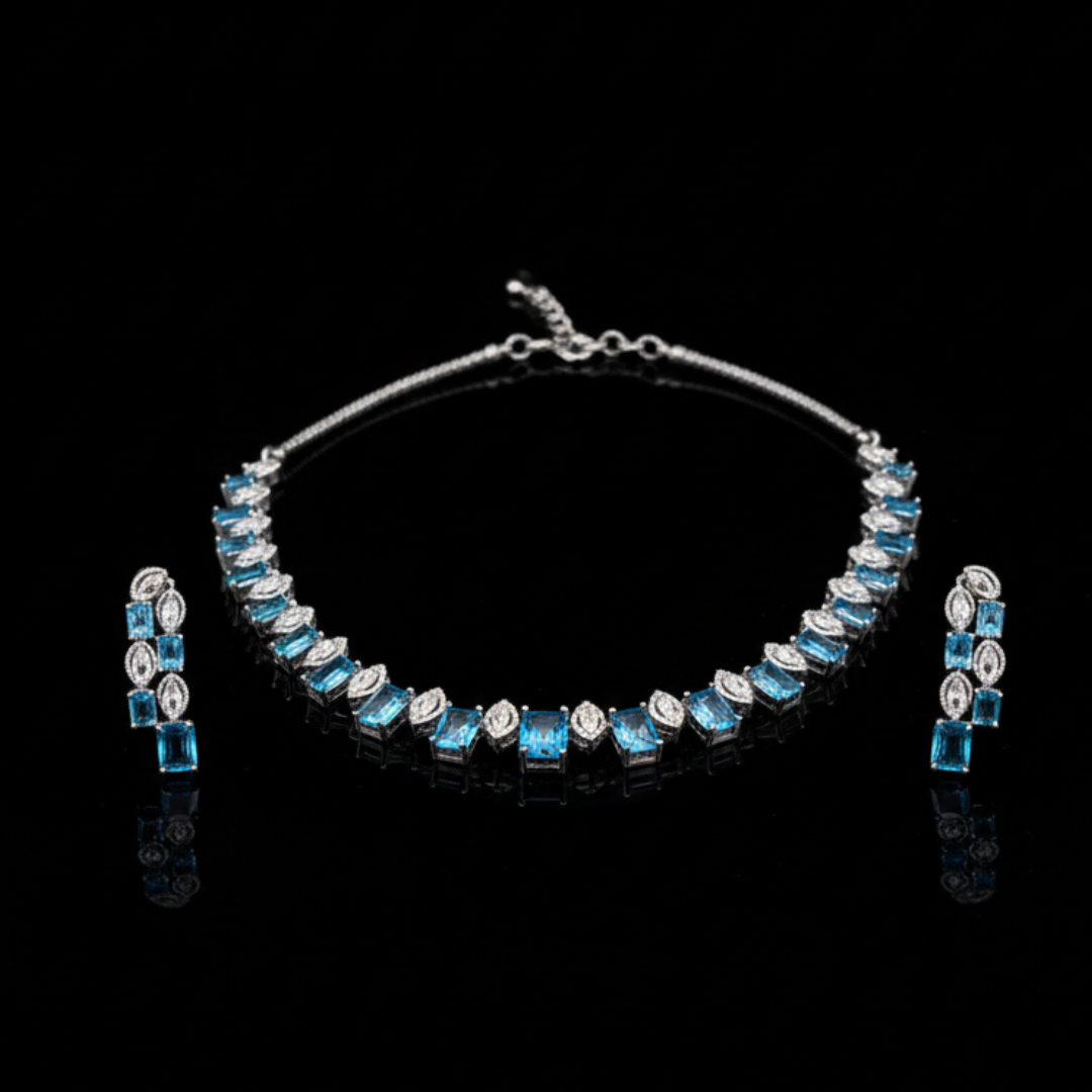 Aquamarine & Marquise Crystal Gala Necklace