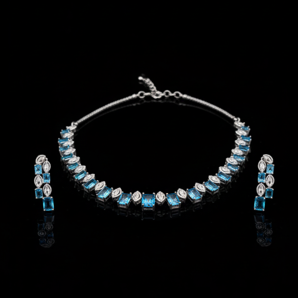 Aquamarine & Marquise Crystal Gala Necklace