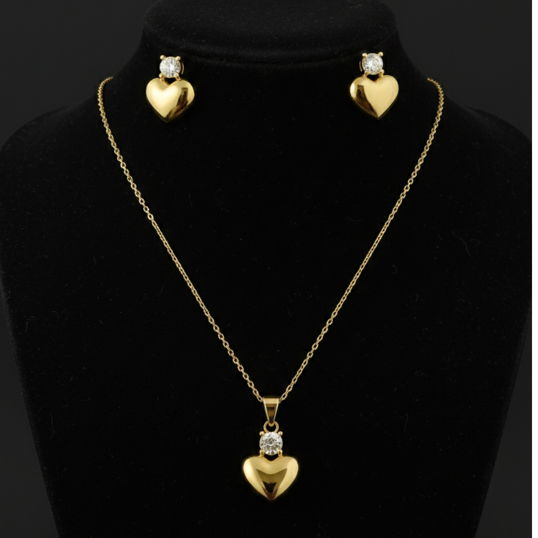 Everlasting Love Gold Heart & Crystal Jewelry Set