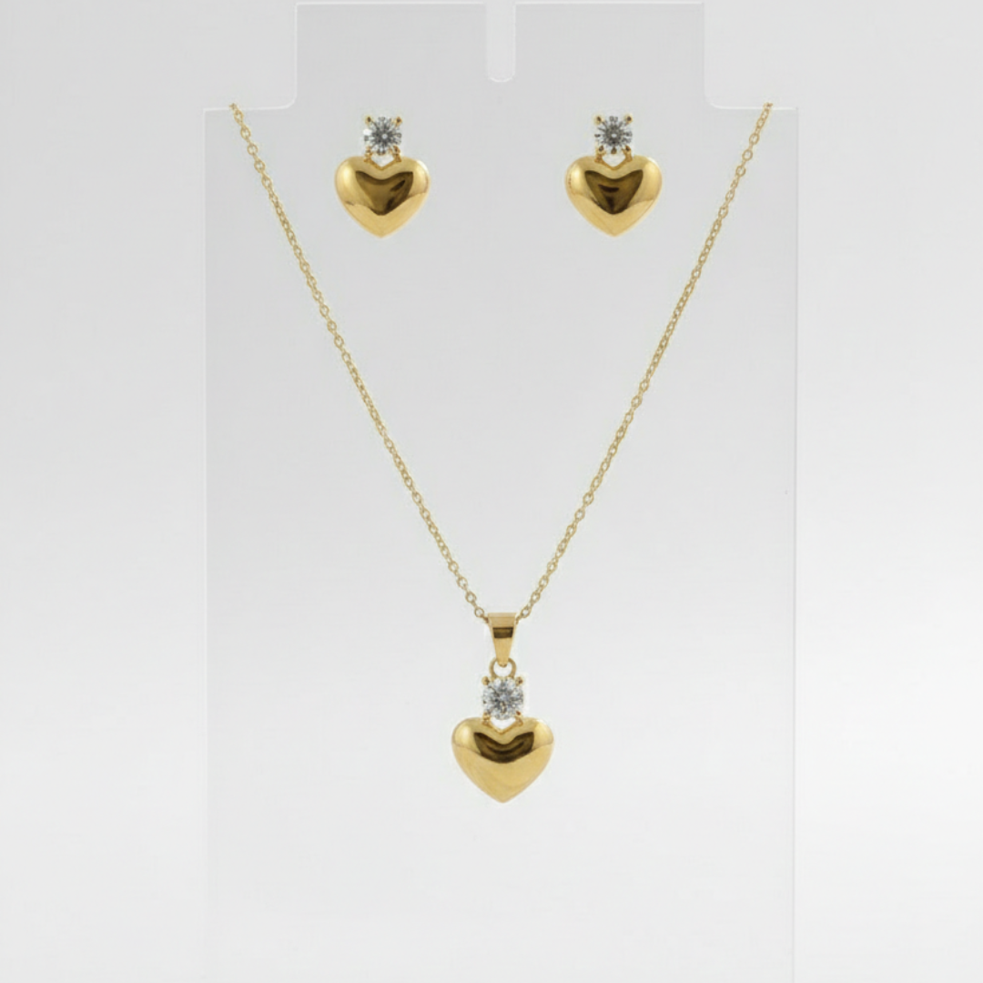 Everlasting Love Gold Heart & Crystal Jewelry Set