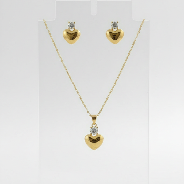Everlasting Love Gold Heart & Crystal Jewelry Set