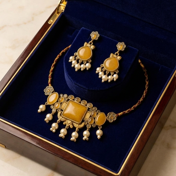 Golden Amber Antique Choker Set