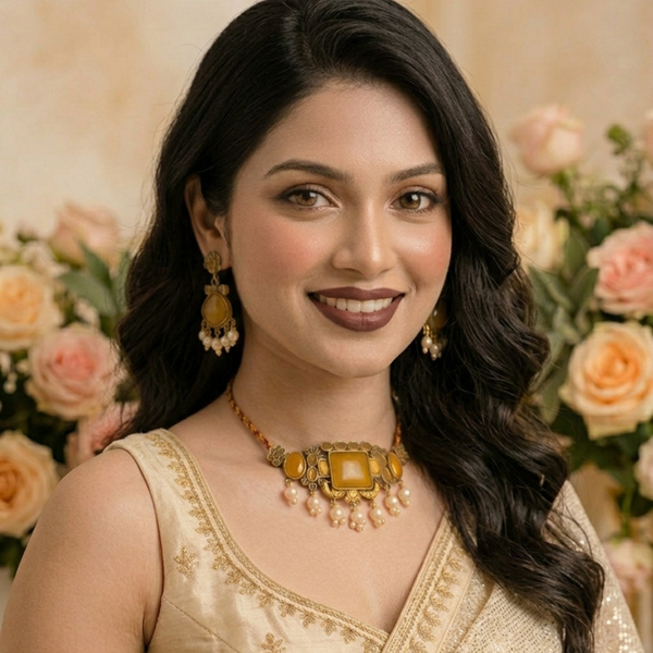 Golden Amber Antique Choker Set