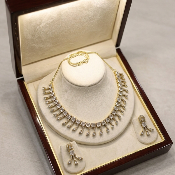 Elegant Crystal Fringe Necklace Set