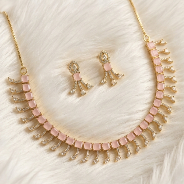 Blush Pink Fringe Necklace Set