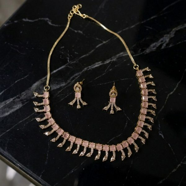 Blush Pink Fringe Necklace Set