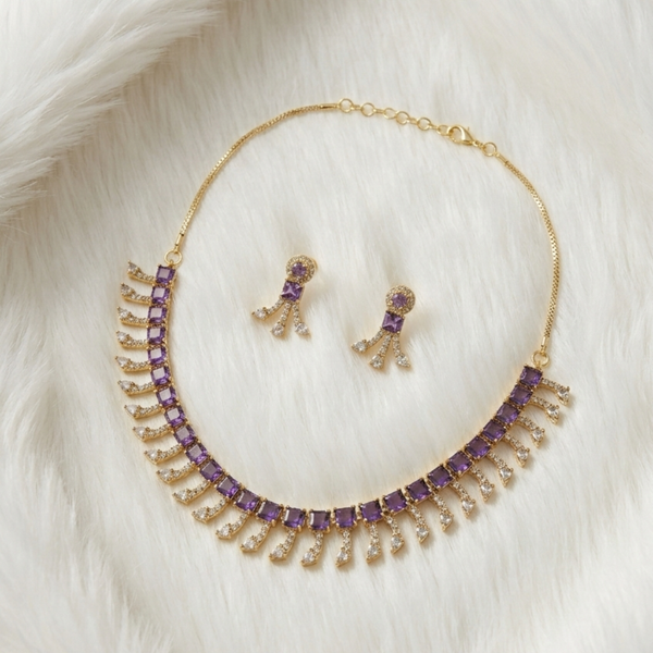 Royal Purple Fringe Necklace Set