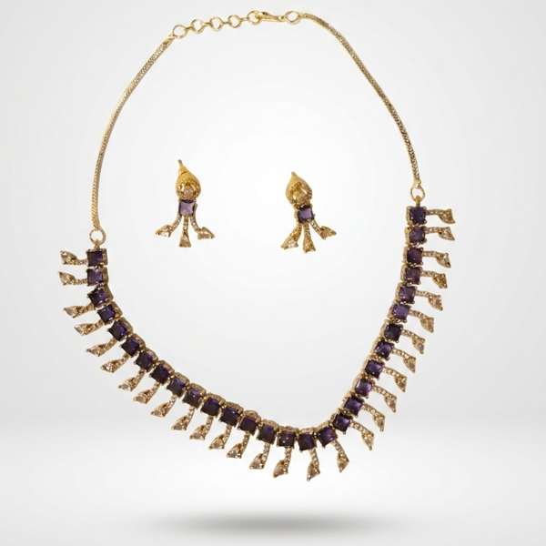 Royal Purple Fringe Necklace Set