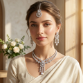 Elegant Crystal Drop Jewelry Set with Maang Tikka
