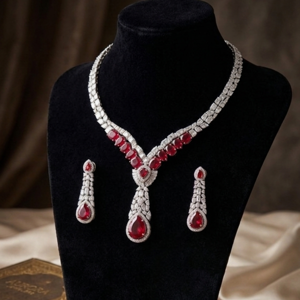 Empress Ruby Teardrop Statement Set