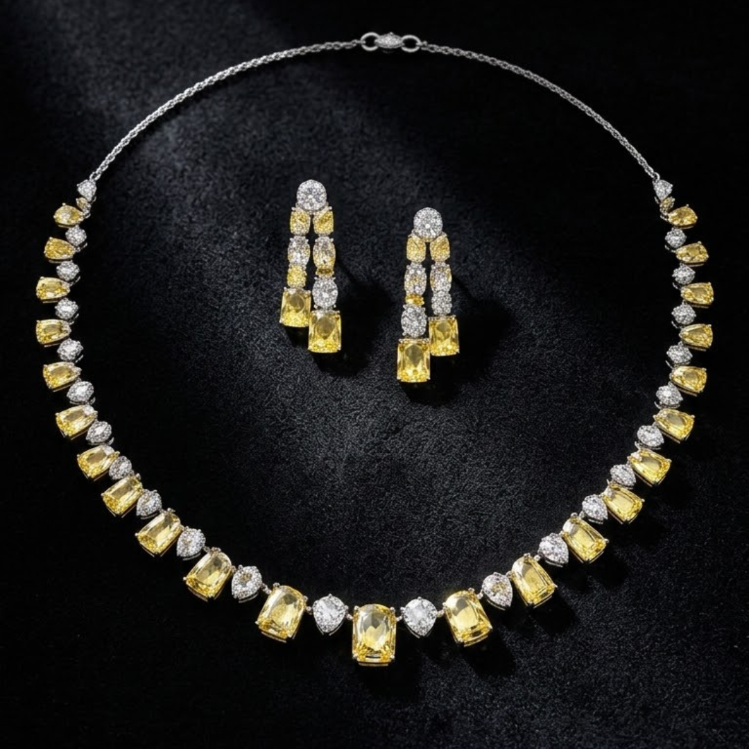 Golden Citrine Elegance Necklace Set