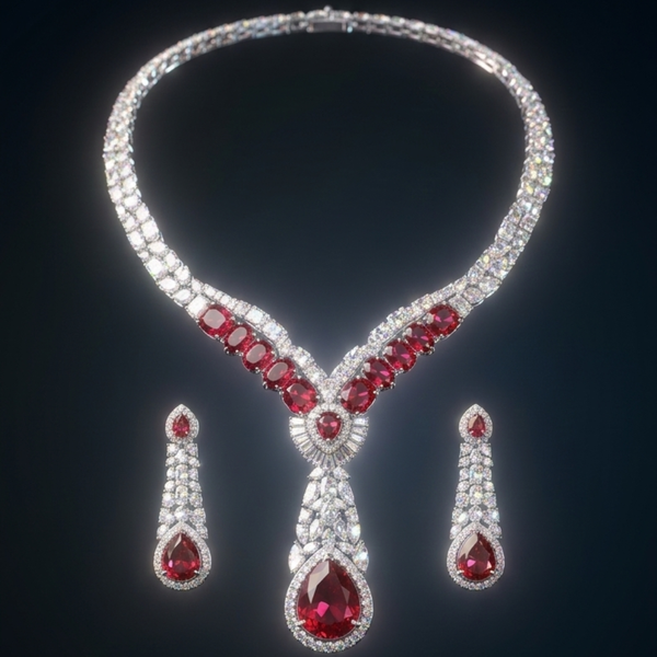Empress Ruby Teardrop Statement Set