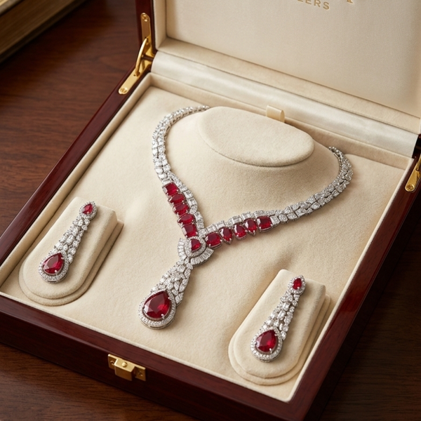 Empress Ruby Teardrop Statement Set